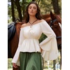 image:imageScarlet Darkness Renaissance Shirt Women Peasant Pirate Off Shoulder TopsBeige