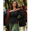 image:imageScarlet Darkness Renaissance Shirt Women Peasant Pirate Off Shoulder TopsBlack