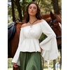 image:imageScarlet Darkness Renaissance Shirt Women Peasant Pirate Off Shoulder TopsWhite