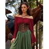 image:imageScarlet Darkness Renaissance Shirt Women Peasant Pirate Off Shoulder TopsWine