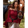 image:imageScarlet Darkness Renaissance Shirt Women Peasant Pirate Off Shoulder TopsWine