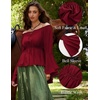 image:imageScarlet Darkness Renaissance Shirt Women Peasant Pirate Off Shoulder TopsWine