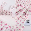 image:imageScarlet Darkness Smocked Floral Sundresses Women Teens Summer Spring DressApricot Pink Floral