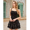image:imageScarlet Darkness Smocked Floral Sundresses Women Teens Summer Spring DressBlack Yellow Ditsy Floral