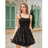 image:imageScarlet Darkness Smocked Floral Sundresses Women Teens Summer Spring DressBlack Yellow Ditsy Floral