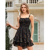 image:imageScarlet Darkness Smocked Floral Sundresses Women Teens Summer Spring DressBlack Yellow Ditsy Floral