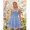 image:imageScarlet Darkness Smocked Floral Sundresses Women Teens Summer Spring DressBluewhite Floral
