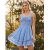 image:imageScarlet Darkness Smocked Floral Sundresses Women Teens Summer Spring DressBluewhite Floral