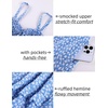 image:imageScarlet Darkness Smocked Floral Sundresses Women Teens Summer Spring DressBluewhite Floral