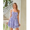 image:imageScarlet Darkness Smocked Floral Sundresses Women Teens Summer Spring DressDusty Lavender Floral