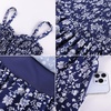 image:imageScarlet Darkness Smocked Floral Sundresses Women Teens Summer Spring DressNavy Blue White Floral