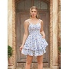 image:imageScarlet Darkness Smocked Floral Sundresses Women Teens Summer Spring DressWhite Blue Floral