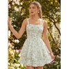 image:imageScarlet Darkness Smocked Floral Sundresses Women Teens Summer Spring DressWhite Green Floral