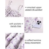 image:imageScarlet Darkness Smocked Floral Sundresses Women Teens Summer Spring DressWhite Purple Floral