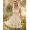 image:imageScarlet Darkness Smocked Floral Sundresses Women Teens Summer Spring DressWhite Yellow Floral