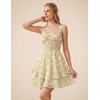 image:imageScarlet Darkness Smocked Floral Sundresses Women Teens Summer Spring DressWhite Yellow Floral