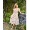 image:imageScarlet Darkness Summer Spring Split Floral Corset Midi Dress with PocketsBeige Red Ditsyfloral