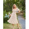 image:imageScarlet Darkness Summer Spring Split Floral Corset Midi Dress with PocketsBeige Red Ditsyfloral