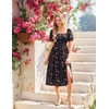 image:imageScarlet Darkness Summer Spring Split Floral Corset Midi Dress with PocketsBlack Pink Floral
