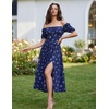 image:imageScarlet Darkness Summer Spring Split Floral Corset Midi Dress with PocketsNavy Blue Floral