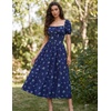 image:imageScarlet Darkness Summer Spring Split Floral Corset Midi Dress with PocketsNavy Blue Floral