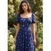 image:imageScarlet Darkness Summer Spring Split Floral Corset Midi Dress with PocketsNavy Blue Floral