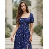image:imageScarlet Darkness Summer Spring Split Floral Corset Midi Dress with PocketsNavy Blue Floral