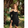 image:imageScarlet Darkness Tie Shoulder Flare Sleeve Renaissance Witch Fairy DressBlack