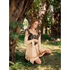 image:imageScarlet Darkness Tie Shoulder Flare Sleeve Renaissance Witch Fairy DressCream