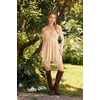 image:imageScarlet Darkness Tie Shoulder Flare Sleeve Renaissance Witch Fairy DressCream