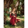 image:imageScarlet Darkness Tie Shoulder Flare Sleeve Renaissance Witch Fairy DressDark Red
