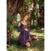 image:imageScarlet Darkness Tie Shoulder Flare Sleeve Renaissance Witch Fairy DressDeep Purple