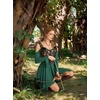 image:imageScarlet Darkness Tie Shoulder Flare Sleeve Renaissance Witch Fairy DressEmerald Green