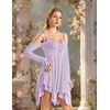 image:imageScarlet Darkness Tie Shoulder Flare Sleeve Renaissance Witch Fairy DressLight Lilac