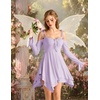image:imageScarlet Darkness Tie Shoulder Flare Sleeve Renaissance Witch Fairy DressLight Lilac