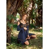image:imageScarlet Darkness Tie Shoulder Flare Sleeve Renaissance Witch Fairy DressNavy