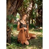 image:imageScarlet Darkness Tie Shoulder Flare Sleeve Renaissance Witch Fairy DressPumpkin Orange