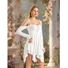 image:imageScarlet Darkness Tie Shoulder Flare Sleeve Renaissance Witch Fairy DressWhite