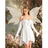 image:imageScarlet Darkness Tie Shoulder Flare Sleeve Renaissance Witch Fairy DressWhite