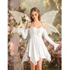 image:imageScarlet Darkness Tie Shoulder Flare Sleeve Renaissance Witch Fairy DressWhite