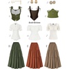 image:imageScarlet Darkness Tiered Maxi Skirts for Women 2026 Summer Beach Flowy Renaissance Long Skirt with Pockets