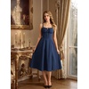 image:imageScarlet Darkness Women 2026 Corset Dress Milkmaid Slit Midi SundressDark Blue