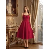 image:imageScarlet Darkness Women 2026 Corset Dress Milkmaid Slit Midi SundressRed