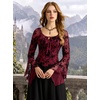 image:imageScarlet Darkness Women Bell Long Sleeve Lace Top Gothic Y2K Mesh ShirtBurgundy