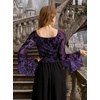 image:imageScarlet Darkness Women Bell Long Sleeve Lace Top Gothic Y2K Mesh ShirtDeep Purple