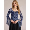 image:imageScarlet Darkness Women Bell Long Sleeve Lace Top Gothic Y2K Mesh ShirtGray Blue
