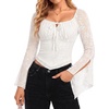 image:imageScarlet Darkness Women Bell Long Sleeve Lace Top Gothic Y2K Mesh ShirtIvory White
