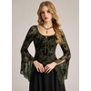image:imageScarlet Darkness Women Bell Long Sleeve Lace Top Gothic Y2K Mesh ShirtOlive