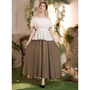 image:imageScarlet Darkness Women Double Layered Medieval Renaissance Fairy Maxi SkirtBrown