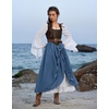 image:imageScarlet Darkness Women Double Layered Medieval Renaissance Fairy Maxi SkirtDenim Blue